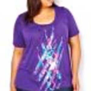 T-SHIRT, RELAXED FIT, DEEP VIOLET, SIZE 4X, V NECK, SCREEN PRINT, SHORT SLEEVES,